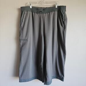 Athleta Pant Womens 2X Green Pull On High Rise Wide Leg Crop Elastic Waist Comfy